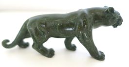 Grosse Verdit Figur Leopard Halbedelstein
