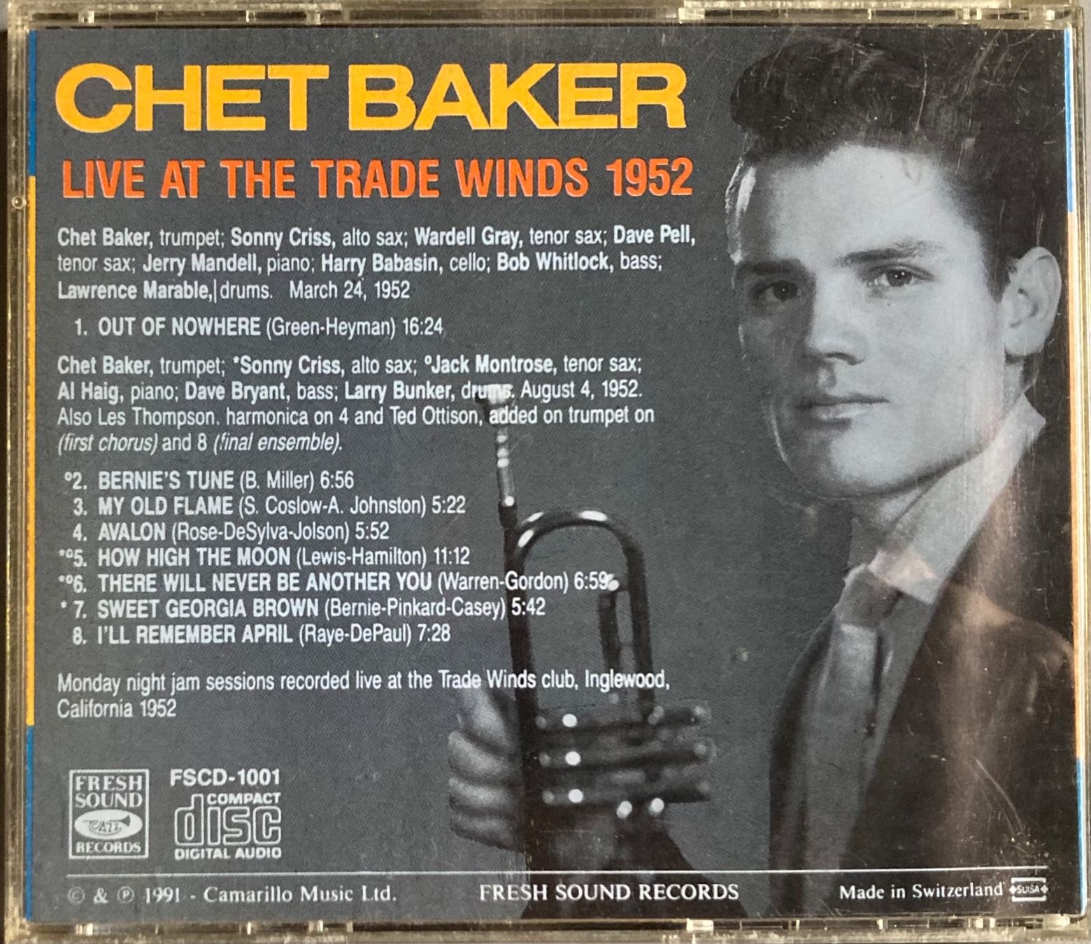 CD: CHET BAKER - LIVE AT THE TRADE WINDS 1952 – Usato da Poliez-Pittet venduto da Newtown-Records 1