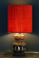 Ständerlampe mit rotem Schirm,  H. 60 cm - Vintage 1960,