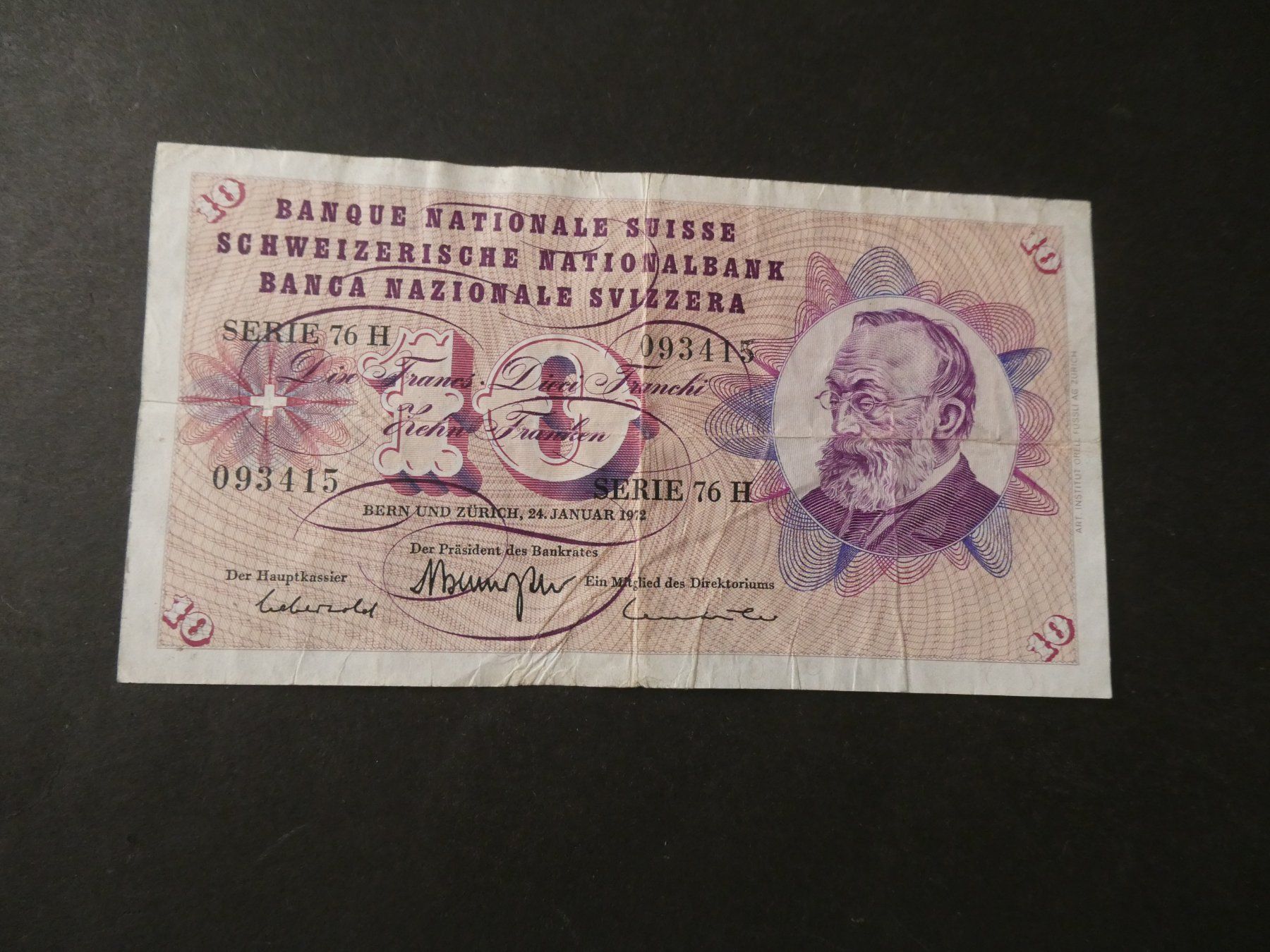 Banconote: Schweiz 1972, 10 Franken – Usato da Hinterforst venduto da Rohusri