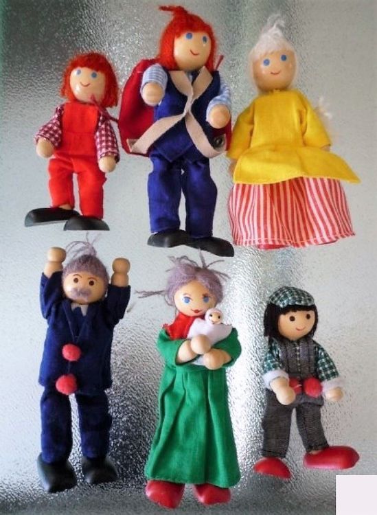 Dollhouse People – 8 Flexible Holzfiguren Fürs Puppenhaus, Oma, Opa, Mama, Papa, Kinder & Babys, Pädagogisches Spielzeug Für Kinder