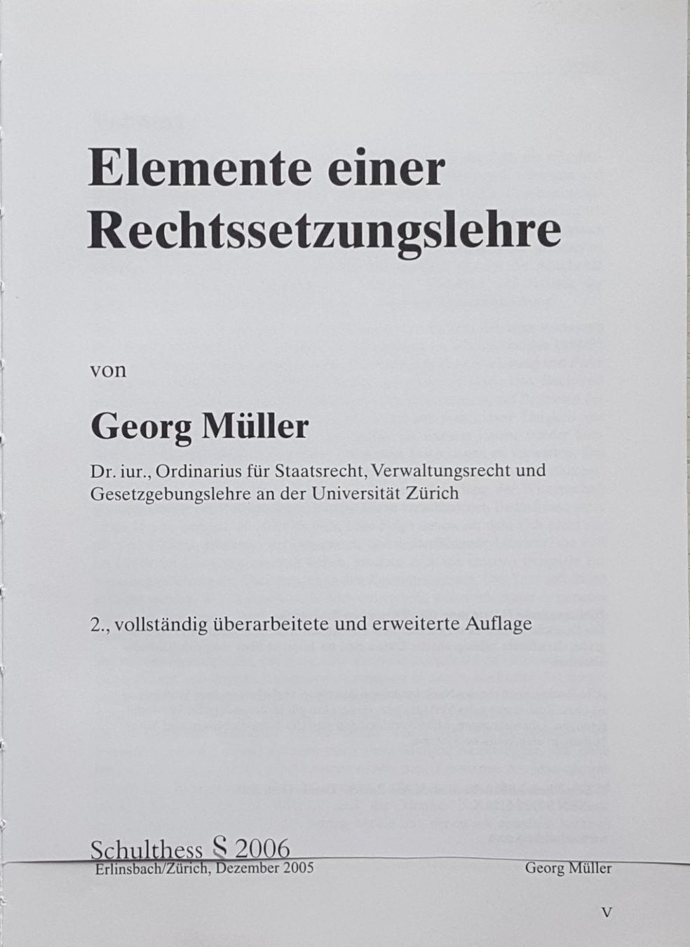 Bücher: Elemente einer Schweizer Rechtssetzungslehre (2006) – Gebraucht aus Bern von Mattthias 1