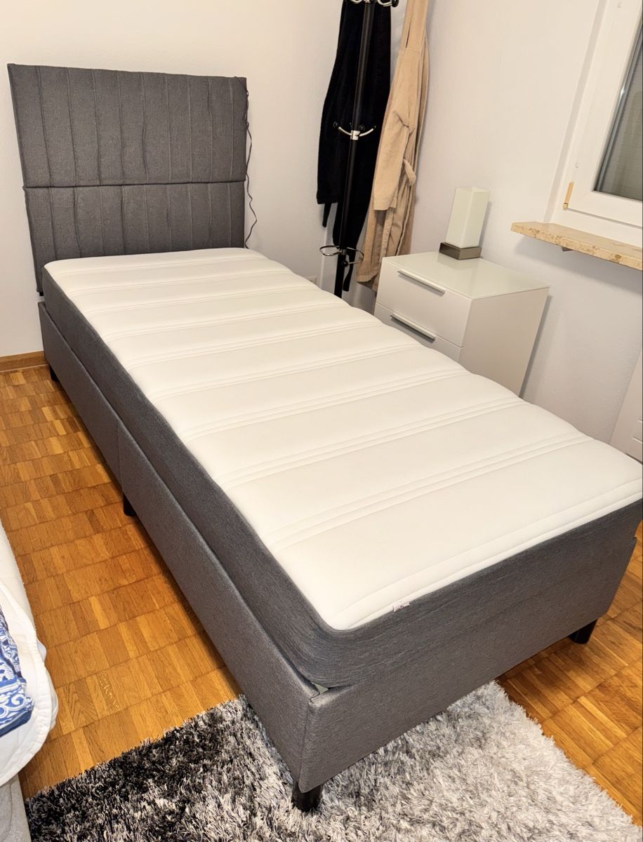 Letti: Modernes Boxspringbett grau 90x200cm mit LED Beleuchtung – Nuovo (secondo la descrizione) da Aesch BL venduto da Bet91 3