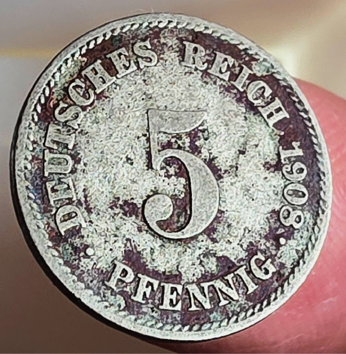 Tutti le monete: DEUTSCHLAND 5 PFENNIG 1908 J – Usato da winterthur venduto da CoinPassion 1