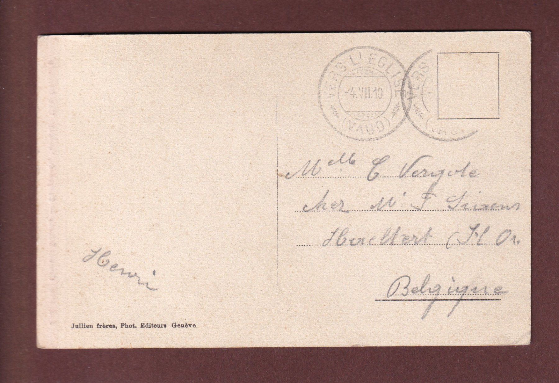 Cartoline postali: Ormont-Dessus - Gorges du TORRENT - Cascade - 1910 – Usato da Pully venduto da nicecards-shop 1