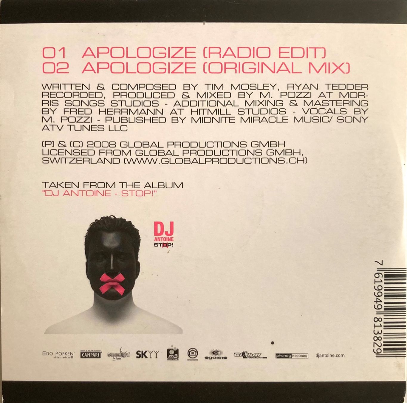 CDs: DJ ANTOINE - APOLOGIZE – Gebraucht aus Poliez-Pittet von Newtown-Records 1