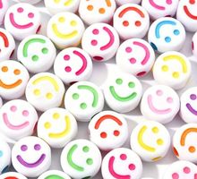 Bastelperlen Smiley Emoji bunt, 100 Stück