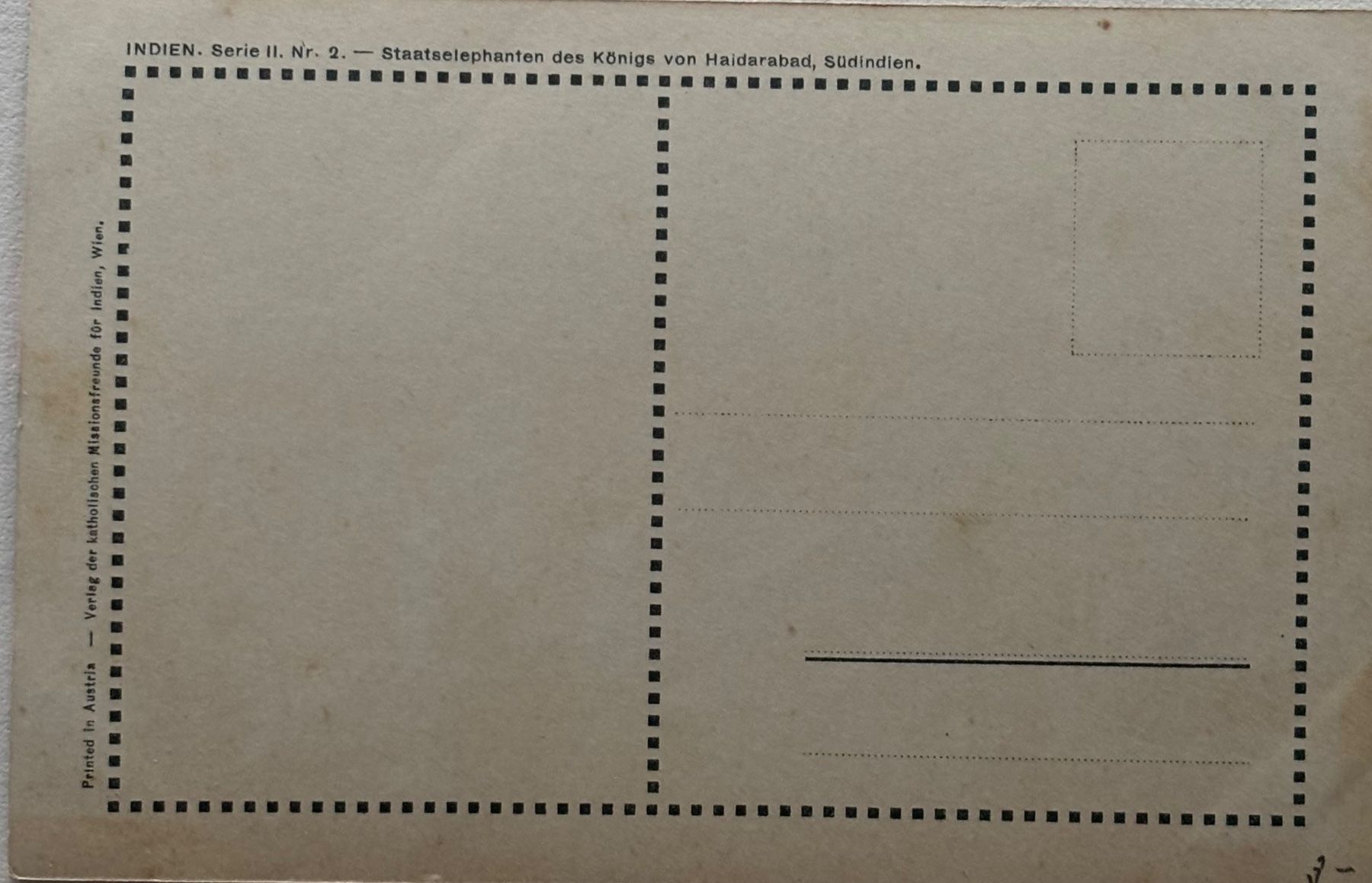 Ansichtskarten: Indien - Mission, Wien, Elefanten – Gebraucht aus Frauenfeld von Merk52 1
