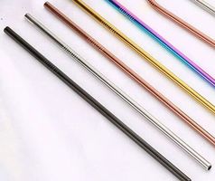 200Stk. Edelstahl Trinkhalme - silber, gerade, 21.5 x 6 mm