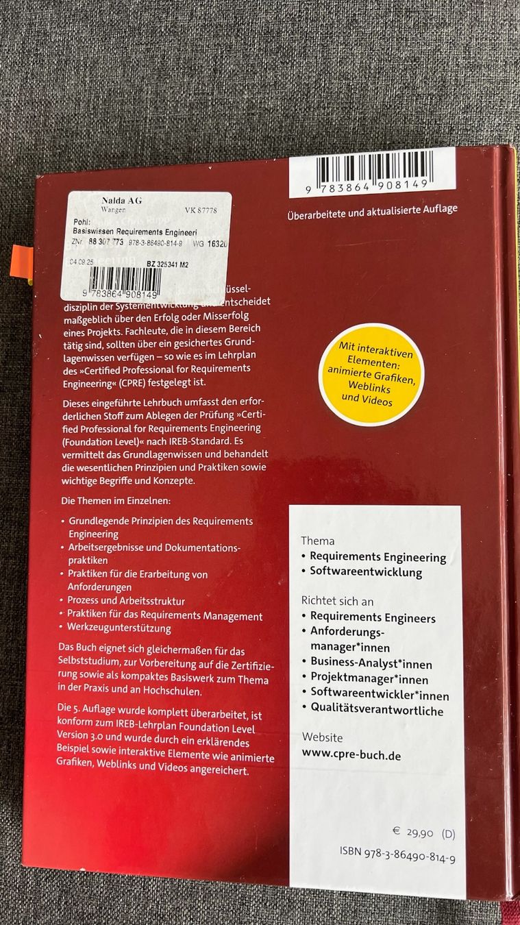 Livres: Requirements Engineering – D'occasion à Bern par min_x5b5 1