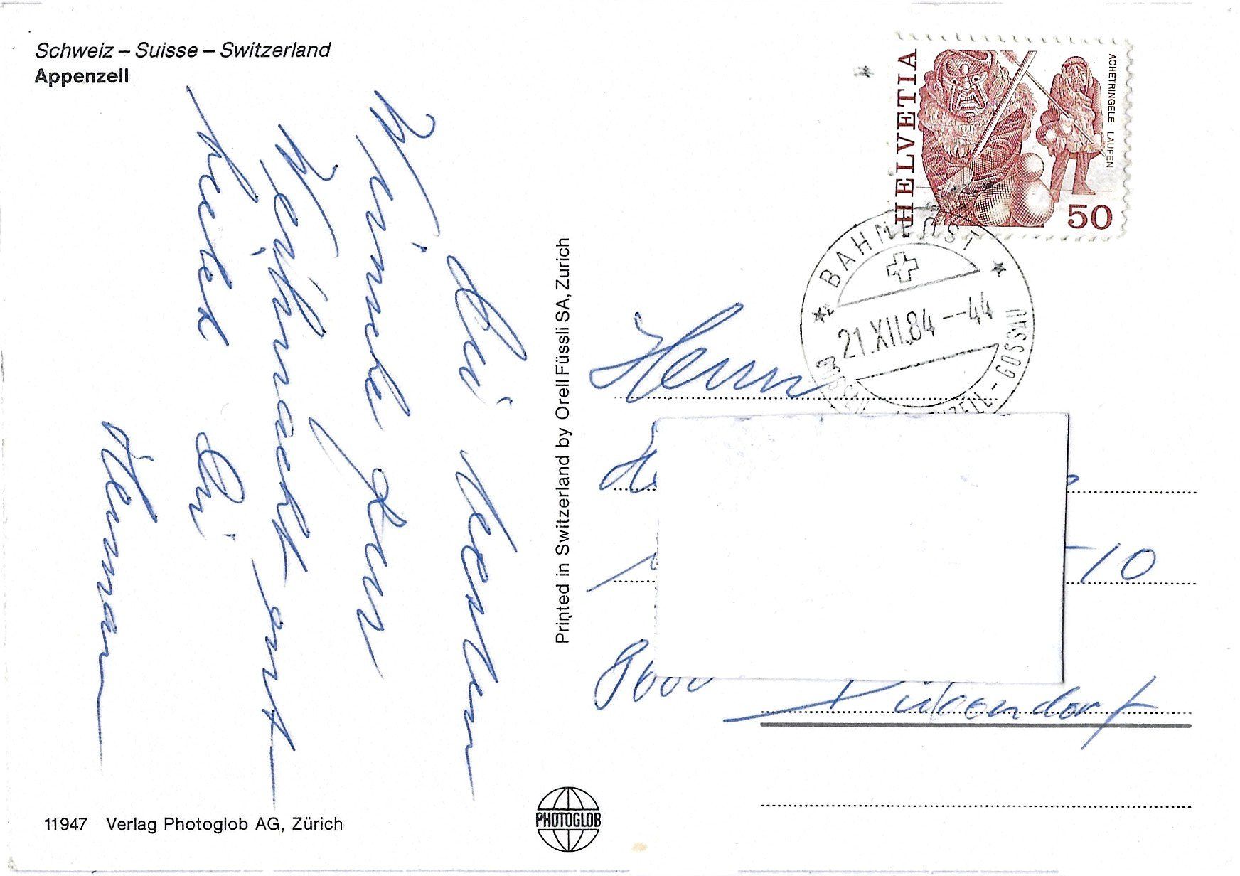Ansichtskarten: 4-Bilder Ansichtskarte  Appenzell – Gebraucht aus Bütschwil von Jackson1A 1