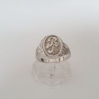 VINTAGE   silber Ring mit Gravur Gr. 17.9mm 800er Silber
