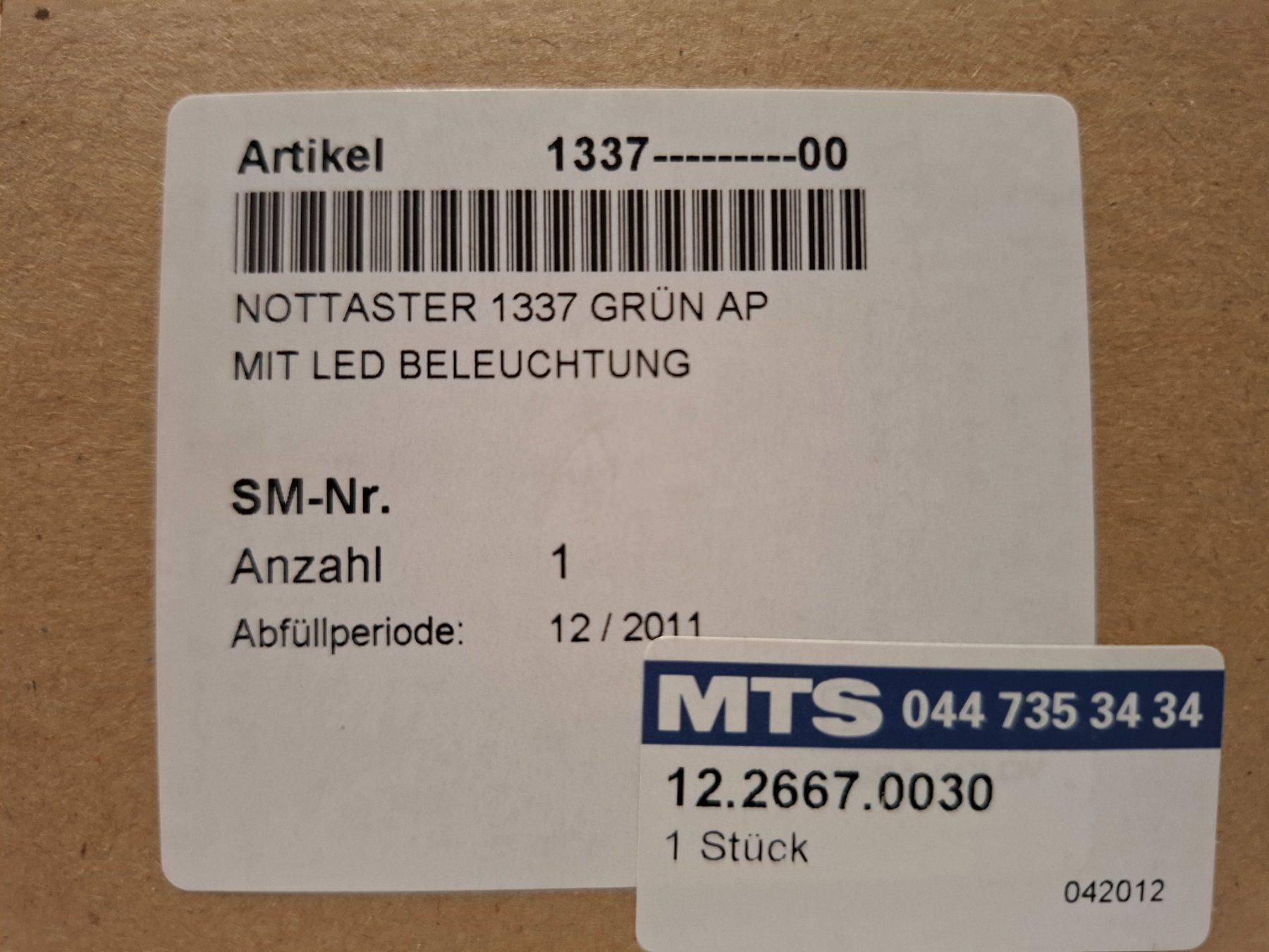 Schalter: ASSA ABLOY / effeff Nottaster Modell 1337 NEU – Gebraucht aus Steg im Tösstal von LARO14 3