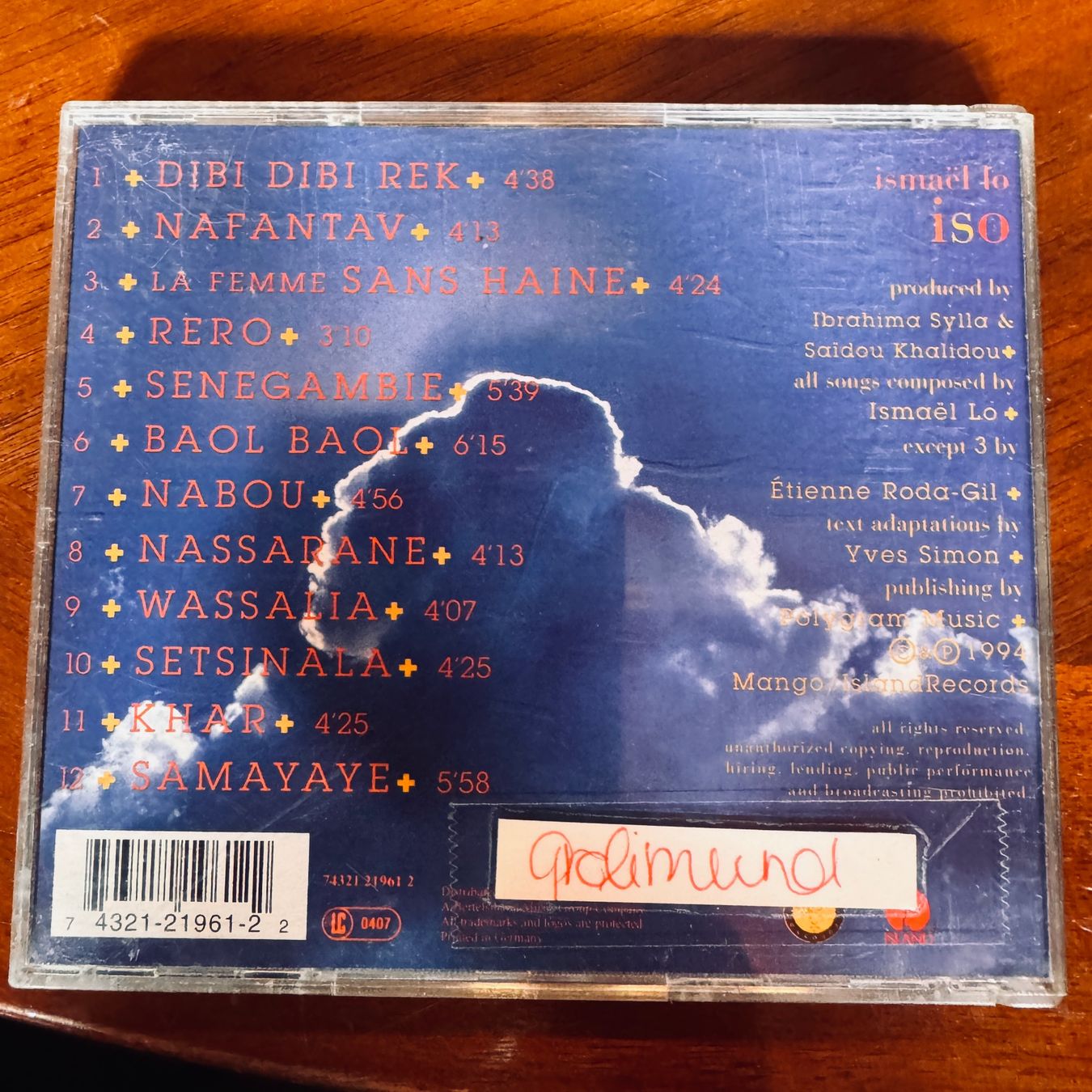 CDs: Ismaël Lo ISO CD 1994 – Gebraucht aus Merligen von barratt 1