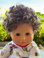 Puppenperücke, krause Haare, Echthaar, Glorex, KU: 32 cm L:8