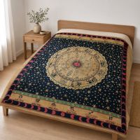 Tagesdecke Bettüberwurf XL Sternzeichen Astrologie Braun