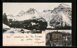 AK Arosa, Grand Hotel, Ortsansicht