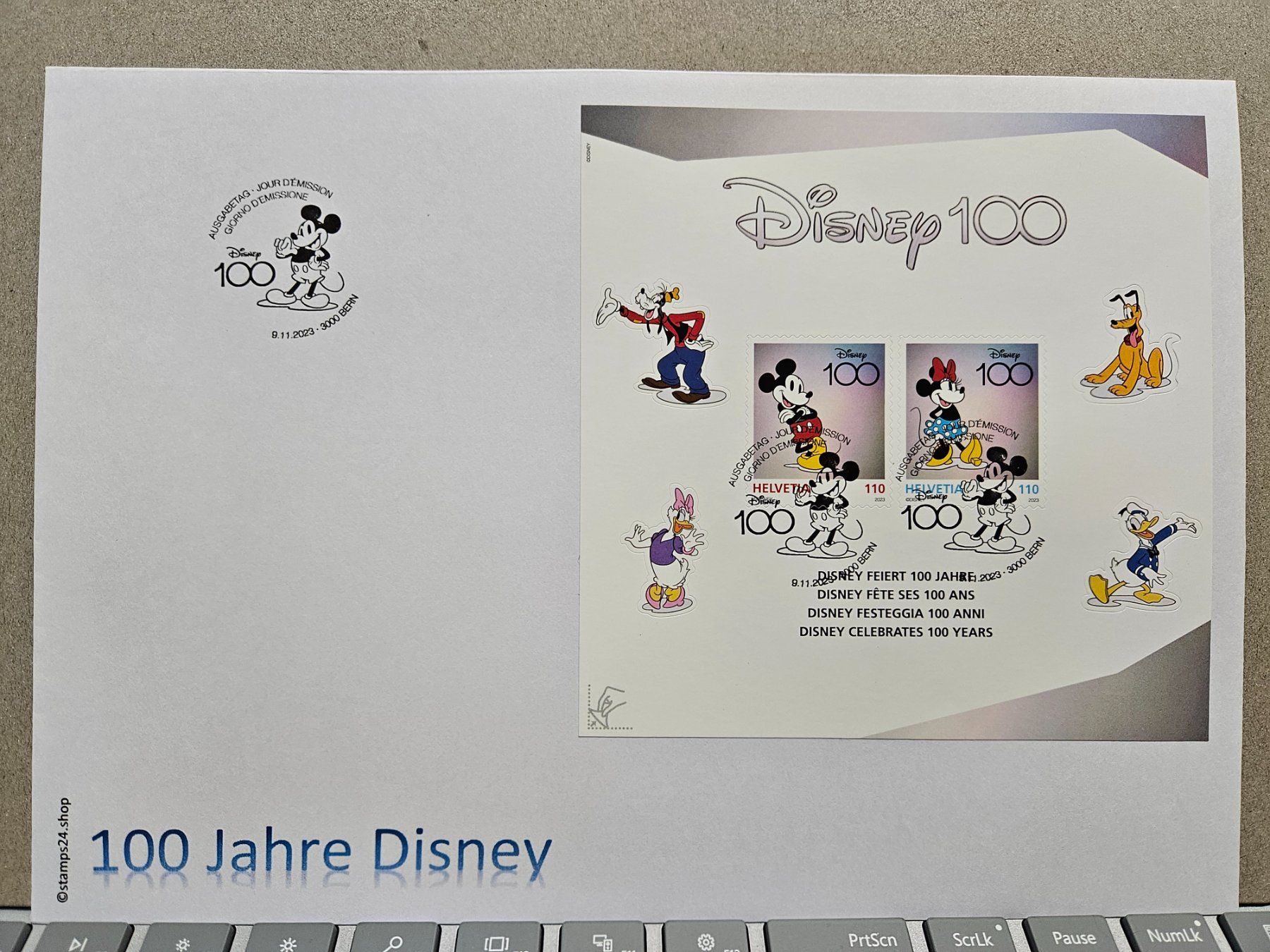 Alle Briefmarken: FDC Sonderblock 100 Jahre Disney, Format C5 – Gebraucht aus Rickenbach SO von Bytebull