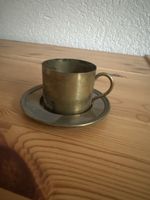 Messing Kaffeetasse mit Untertasse, alt, gebraucht
