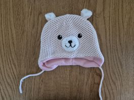 Baby Mütze Smile rosa Bär Grösse 3-6 Monate 41-44 cm