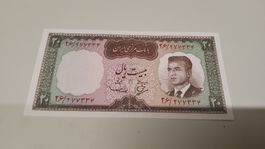 Seltene Iranische Banknote 20 Rials mit Schah, Top Zustand