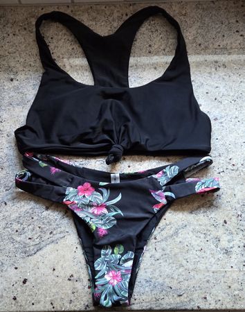 Bikini ZAFUL floral schwarz Grösse M Damen neu