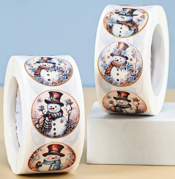 Sticker: 100 Stück wunderschöne Schneemann Sticker, Durchmesser 2.5cm – Nuovo e nell'imballaggio originale da Zollikofen venduto da Blackie 1