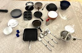 Fondue, Bratpfannen, Küchenutensilien, Crèpe, Schüsseln etc.