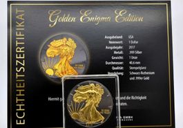 1 oz Silber USA Eagle 2017 Golden Enigma Edition in Kapsel