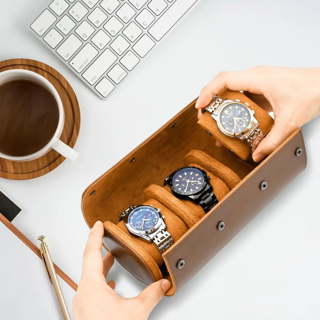 Boîtes de montres: ✅ NEU Uhrenetui Reisebox 3 Fächer – Neuf avec emballage d'origine à Wittenbach par ChinaSeidenstrasse 2