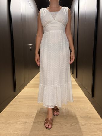 White V-neck summer dress size M 
