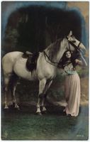 L 193 JEUNE FEMME ET SON CHEVAL - JUNGE FRAU MIT PFERD 1918