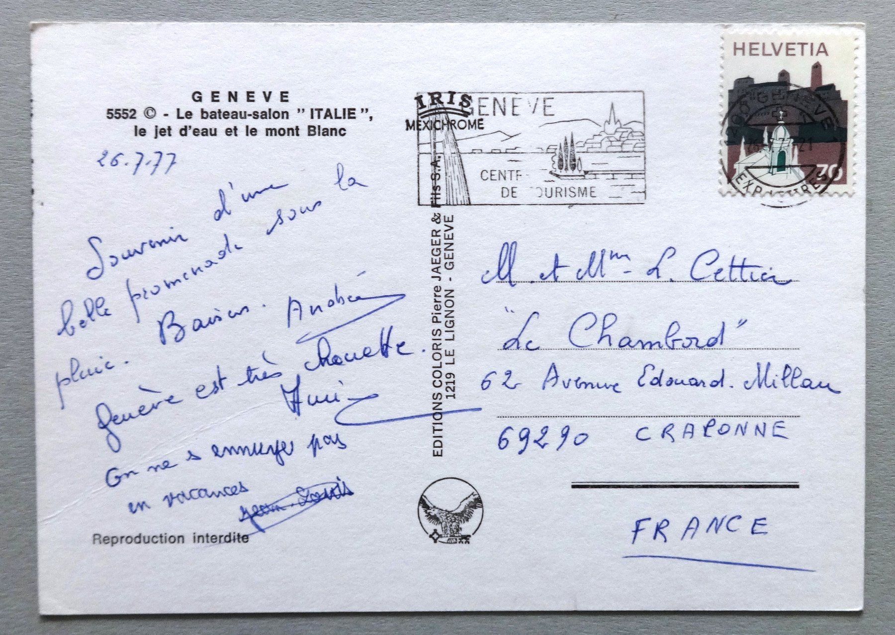 Cartoline postali: Genève - Le bateau-salon "Italie" – Usato da Fétigny venduto da Billy2miny 1