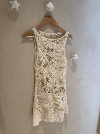 Crochet Mini Dress Cream Size S Like New