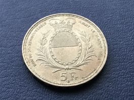 5 Franken Silbermünze FRIBOURG 1934 VZ ++