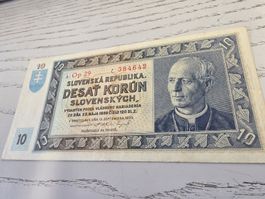 Banknote Slowakei 10 Korun 1939 guter Erhaltungszustand