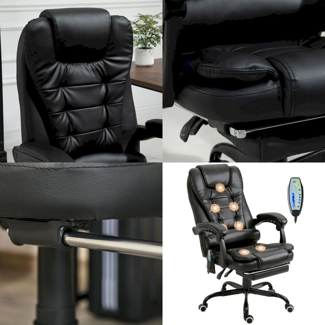 Sedie per ufficio: Bürostuhl mit 7 Punkt Massage schwarz – Nuovo e nell'imballaggio originale da Bottighofen venduto da zaap 8