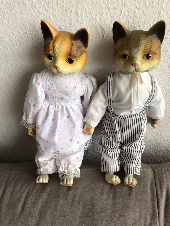  Pärchen Vintage Porzellan Katzen Puppen 35 cm (Gebraucht) in Muttenz Motiv 