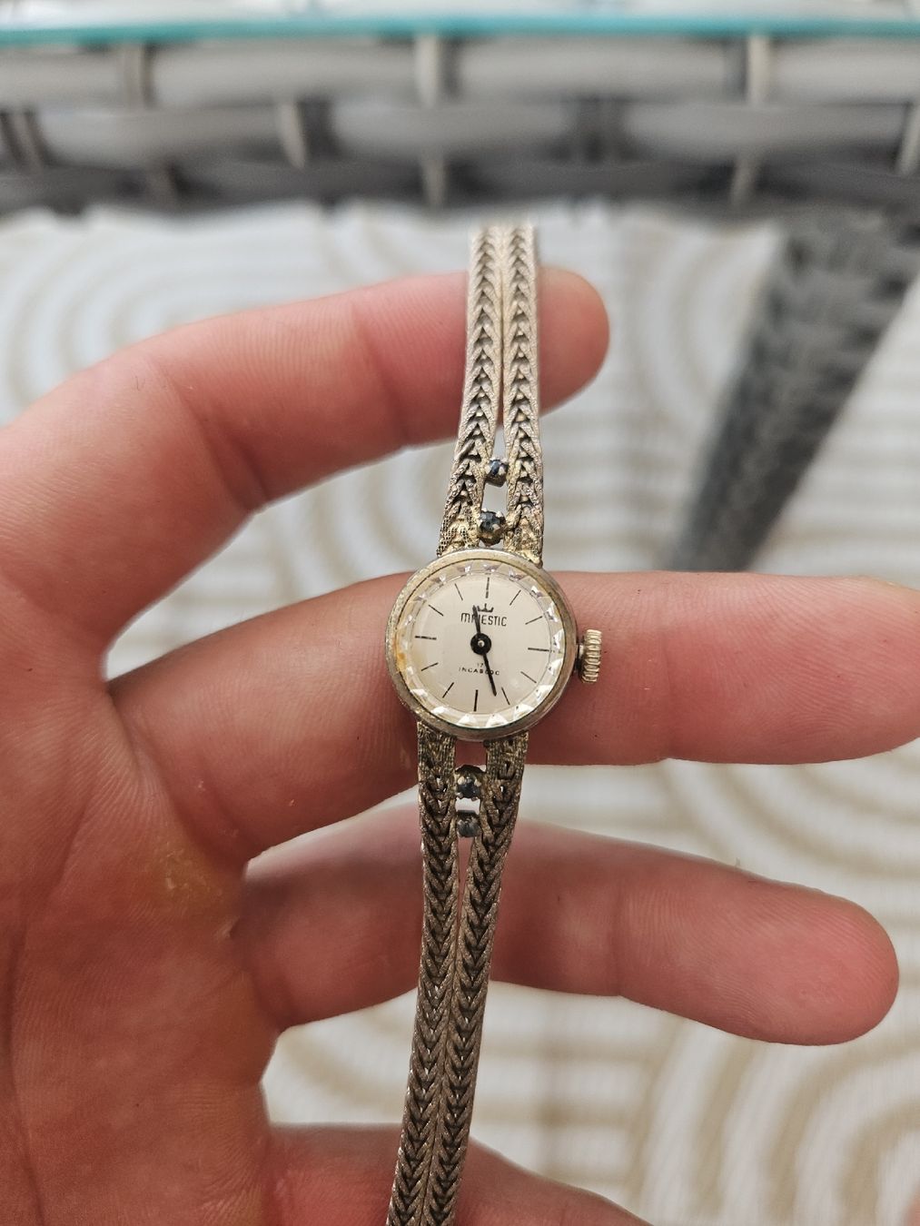 Orologi: Antiker Damen uhr 800silber mit Saphiren – Usato da Rickenbach b. Wil venduto da nic_8ljr