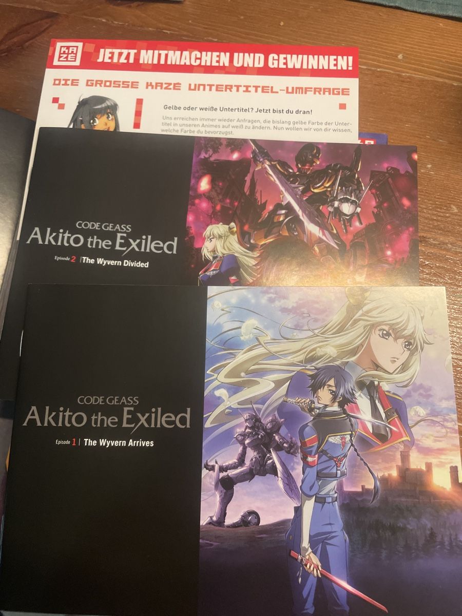 Tous les DVDs: Code Geass Akito the Exiled OVA 1+2 DVD – D'occasion à Obergerlafingen par cabo4 4