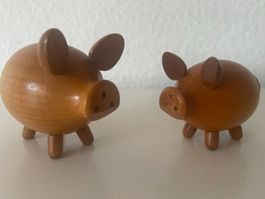 Vintage Salz und Pfefferstreuer, Schweinchen, 60er, DDR, MCM
