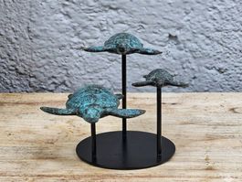 Famille Tortues en Bronze - Sculpture Marine sur Socle