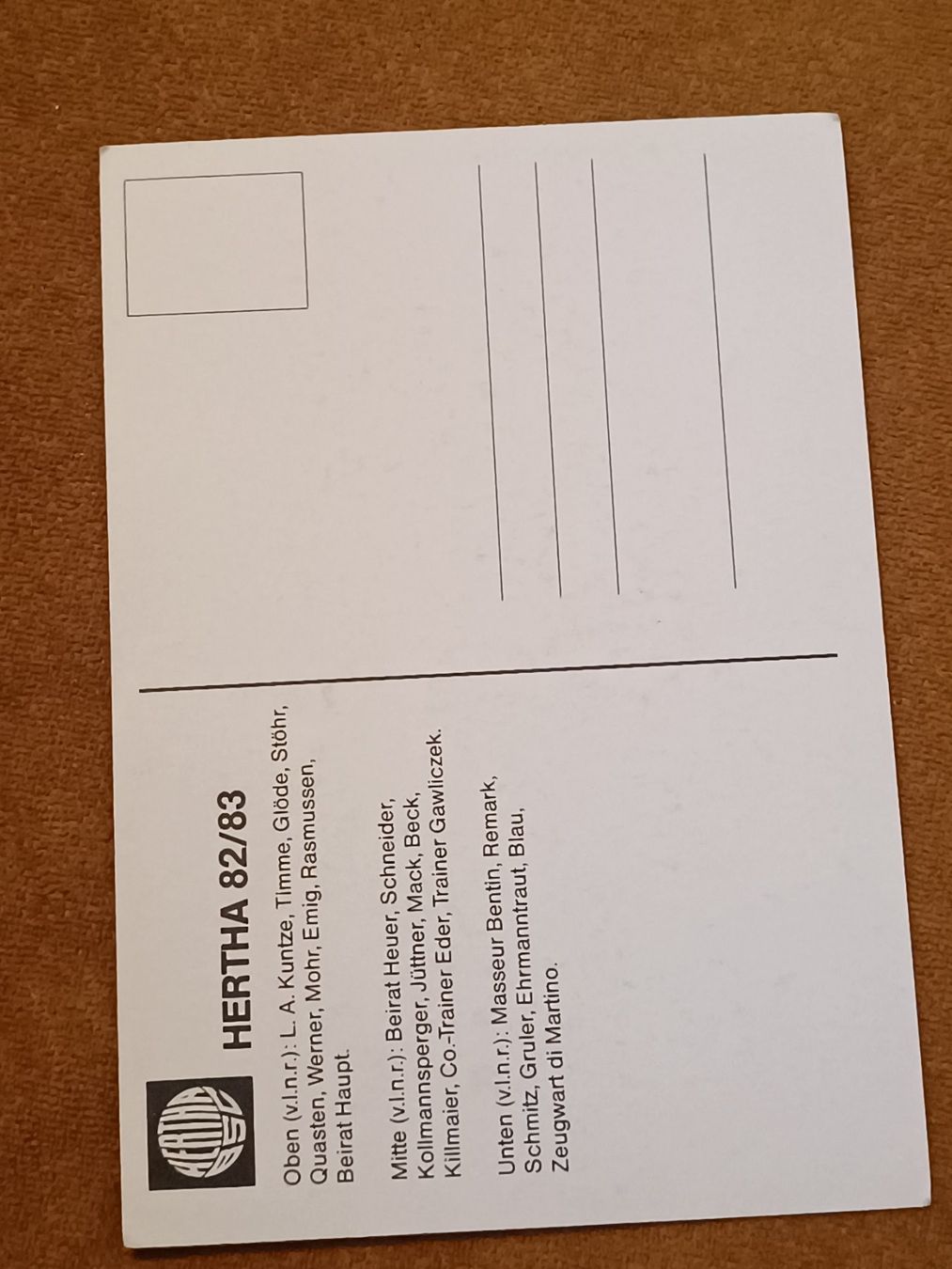 Autografi: Hertha- 1982/83 – Usato da Menziken venduto da Artographs 1