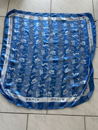 Blue Paris Scarf 100% Polyester Good Condition