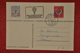 1956 Ballonflug Ungarnhilfe Sonderkarte