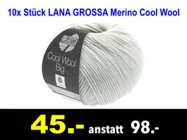 🔴  Wolle 10x Stück LANA GROSSA Merino COL. 1002 /453B