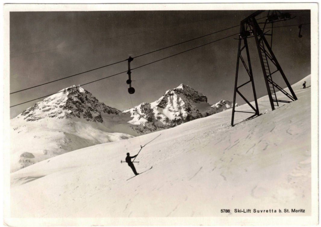 Ansichtskarten: St. Moritz - Skilift Suvretta – Gebraucht aus Binningen von Mountainrider
