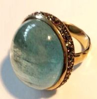 Aquamarin Ring Grösse 56 Silber vergoldet