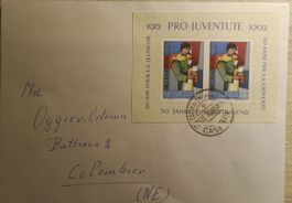 Lote sellos Suiza, Pro juventute, 1962 carta.