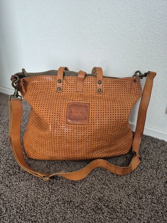 Campomaggi Handtasche Leder Cognac Durchbrochen Neuwertig